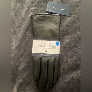 Charter Club Lined Leather Tech Gloves